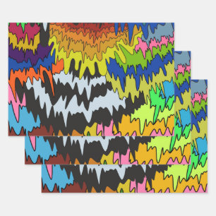 Liquid Drip Colourful Groovy Stripe Trippy Pattern Wrapping Paper Sheet