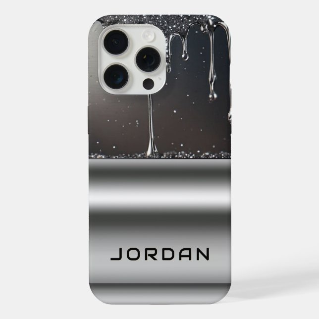 Liquid Dripping glossy metallic aesthetic design iPhone Case (Back)