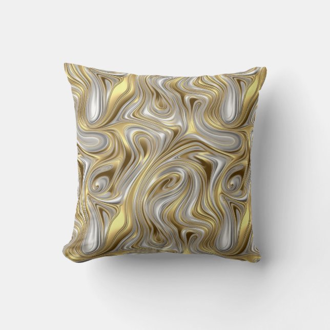 Liquid Elegance - Metallic liquid pattern Cushion (Front)