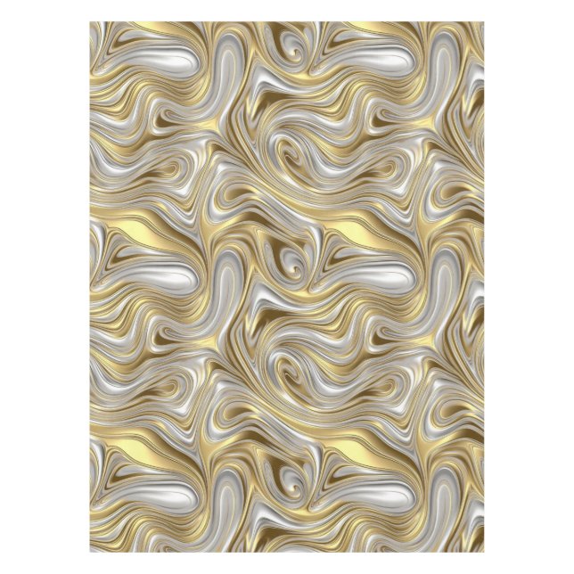 Liquid Elegance - Metallic liquid pattern Tablecloth (Front)