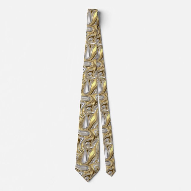 Liquid Elegance - Metallic liquid pattern Tie (Front)