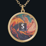 Liquid Elegant Marble Name Monogram       Gold Plated Necklace<br><div class="desc">Stylish,  Elegant,  Exquisite. This fashionable design features a dynamic liquify marble background with your name and monogram initials. Easily customise your initials and name by using the "Personalise button". Copyright LovJoie,  all rights reserved.</div>