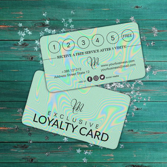 Liquid Faux Green Holographic Texture Loyalty Card (Creator Uploaded)