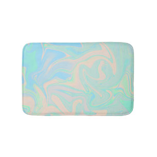 Liquid faux holographic iridescent texture bath mat