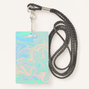 Liquid faux holographic iridescent texture ID badge