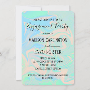 Liquid faux holographic iridescent texture invitation