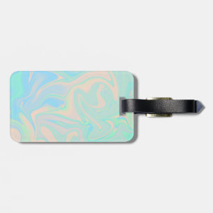 Liquid faux holographic iridescent texture luggage tag