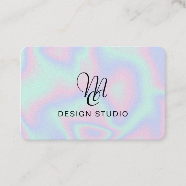 Liquid Faux Holographic Texture Business Card (Front)