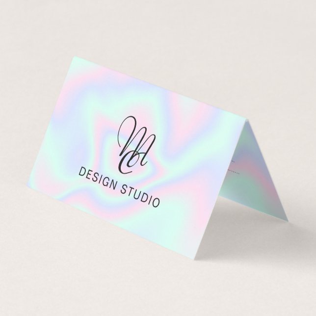 Liquid Faux Holographic Texture Business Card (Front)