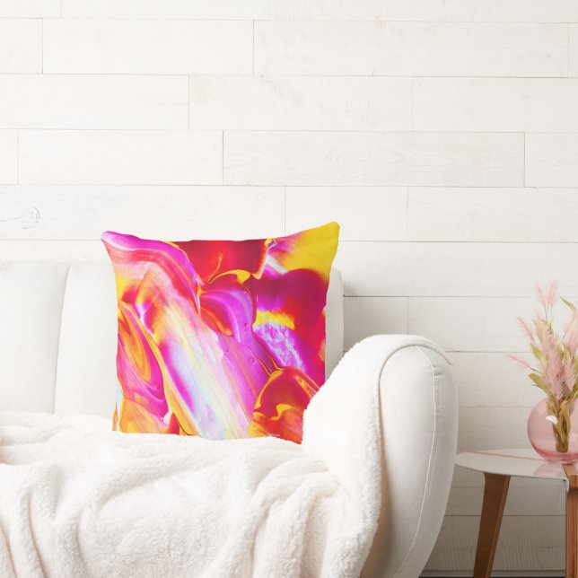 Liquid Flame - Bright Orange & Yellow design Cushion (Couch)