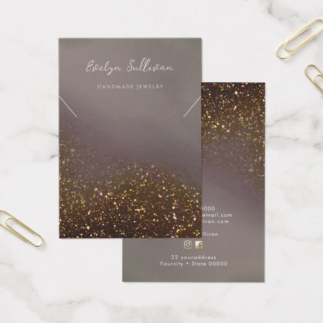 Liquid glitter design necklace display card (Office)