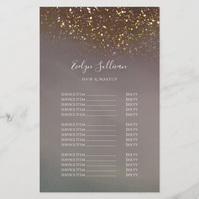 Liquid glitter design price list flyer (Front)