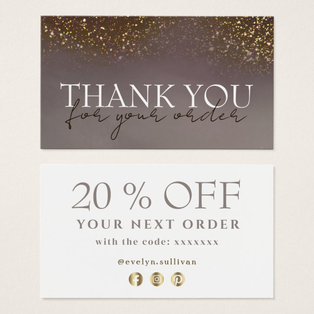 Liquid glitter thank you discount card (Front & Back)