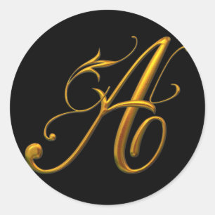 Liquid Gold A monogram Classic Round Sticker