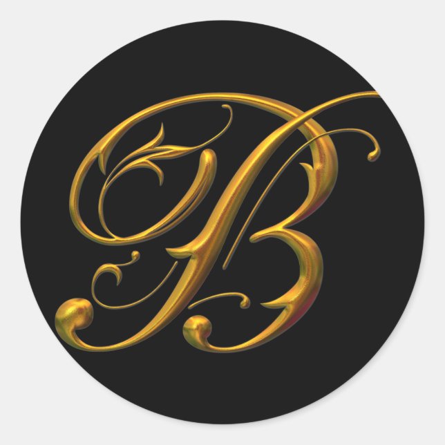 Liquid Gold B monogram Classic Round Sticker (Front)