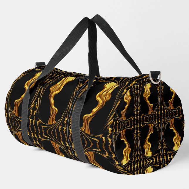 Liquid Gold Black Monochrome Achempong Christian  Duffle Bag (Left Corner)