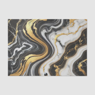 Liquid Gold Black White Marble Look Glam Wedding  Tissue Paper