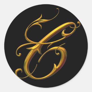 Liquid Gold C monogram Classic Round Sticker