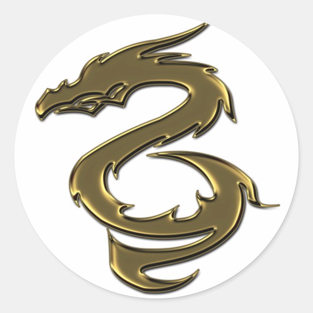 Liquid Gold Dragon Classic Round Sticker (Front)
