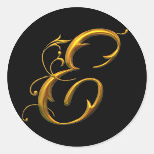 Liquid Gold E monogram Classic Round Sticker