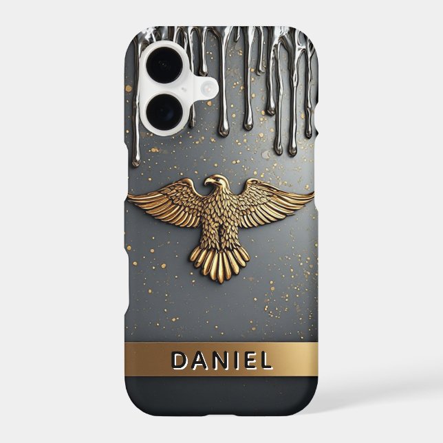 🦅 Liquid Gold Eagle Power Flow Dripping Metalli iPhone Case (Back)