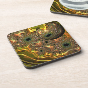Liquid Gold Fractal Dream Coaster