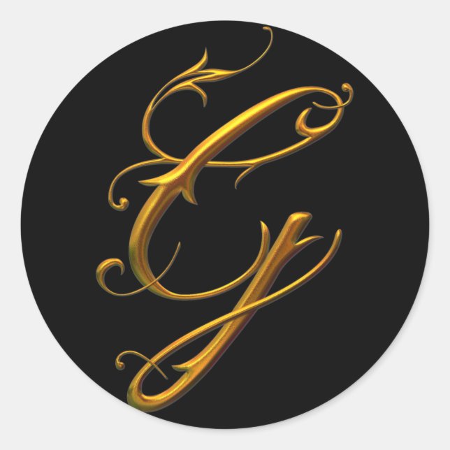 Liquid Gold G monogram Classic Round Sticker (Front)