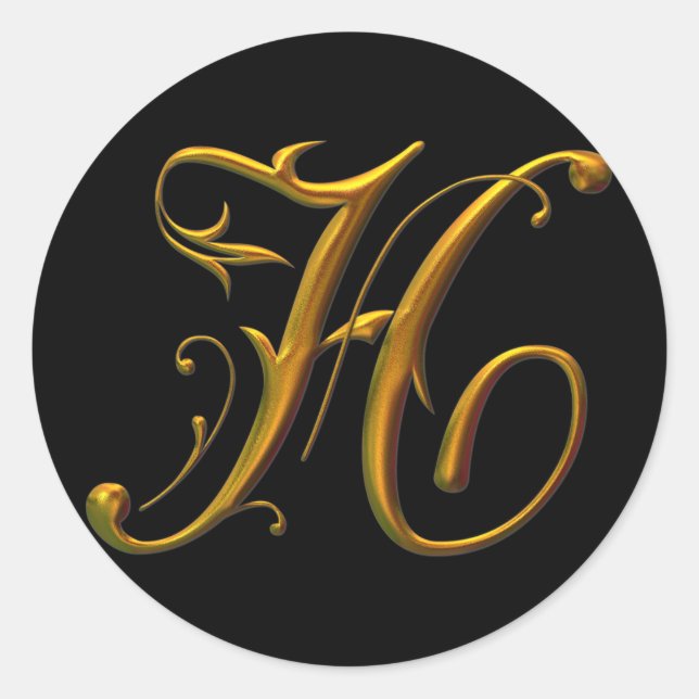 Liquid Gold H monogram Classic Round Sticker (Front)