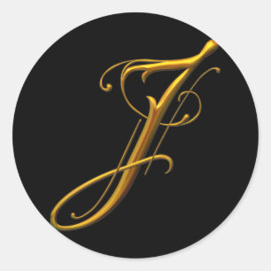 Liquid Gold J monogram Classic Round Sticker