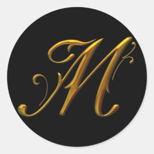 Liquid Gold M monogram Classic Round Sticker