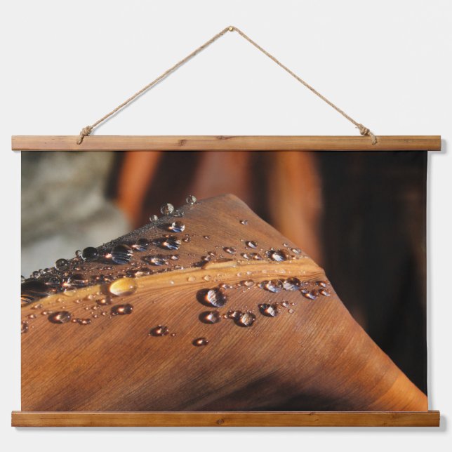 “Liquid Gold: Raindrops on Burnt Copper” Hanging Tapestry (Front)