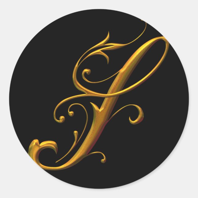 Liquid Gold S monogram Classic Round Sticker (Front)
