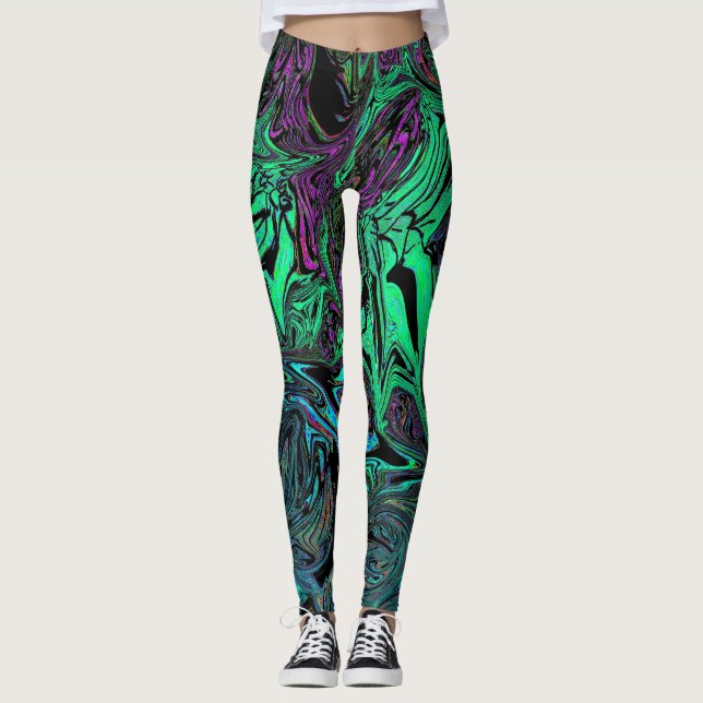 Liquid Graffiti Green Leggings (Front)