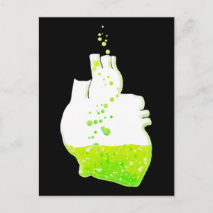 liquid green anatomical heart postcard