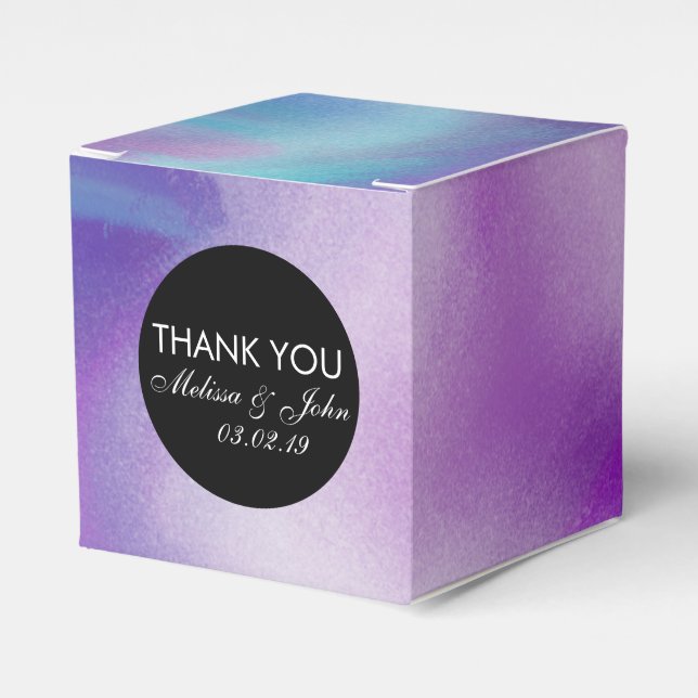 Liquid Ink Colourful Purple Marble Swirl Thank You Favour Box (Front Side)