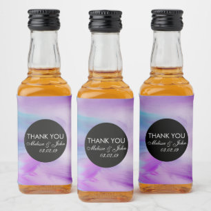 Liquid Ink Colourful Purple Marble Swirl Thank You Liquor Bottle Label