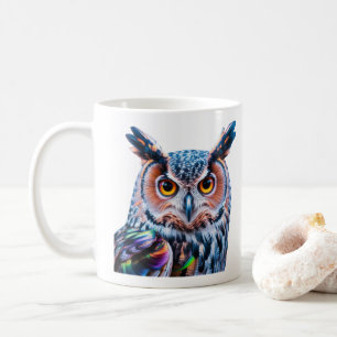 Liquid Ink Owl Bright Feathers Coffee Mug