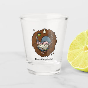 Liquid Inspiration Mole Writer In Burrow Cartoon Shot Glass