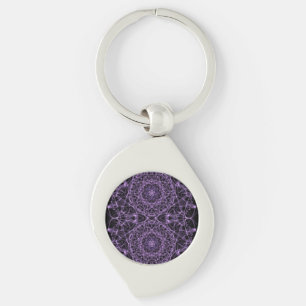Liquid Light #19 - Purple Abstract Fractal Key Ring