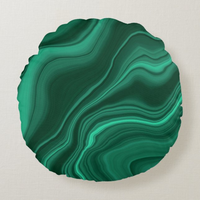 Liquid Malachite Dream #1 Round Cushion (Front)