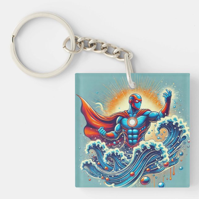 Liquid Manipulation Superhero Design Key Ring (Front)