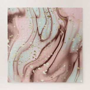 Liquid marble: abstract background, gold glitter jigsaw puzzle