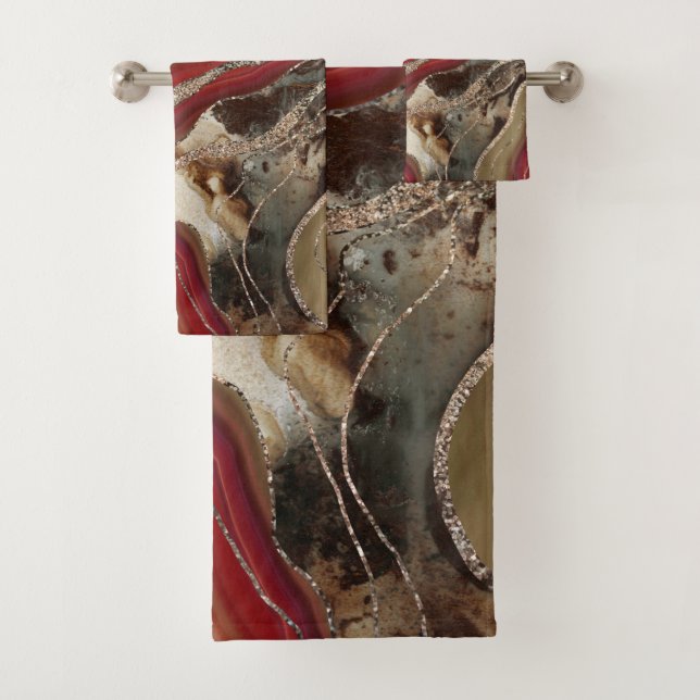 Liquid Marble Agate Glitter Glam #2 Bath Towel Set (Insitu)