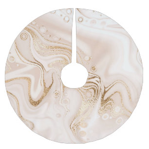 Liquid Marble: Artistic Gold Splash Brushed Polyester Tree Skirt