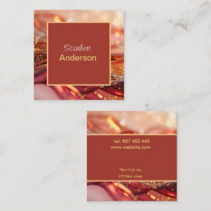 liquid marble burgundy with gold, abstract \ square business card