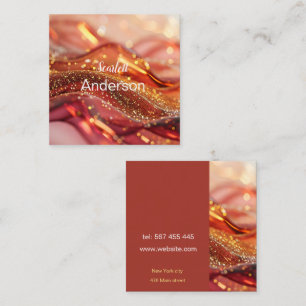 liquid marble burgundy with gold, abstract \ square business card