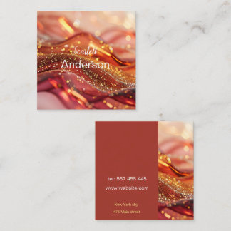liquid marble burgundy with gold, abstract \ square business card