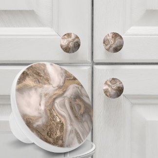 Liquid marble - pearl and gold ceramic knob