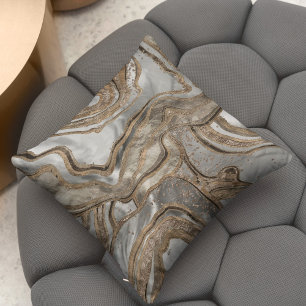 Liquid marble - pearl and gold cushion