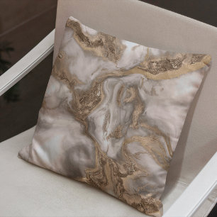 Liquid marble - pearl and gold cushion